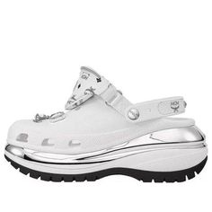 Crocs Mega Crush Clogs 'White Silver' 209357-100 Crocs Mega Crush, Limited Edition Sneakers, Sport Sneakers, White Silver, Clogs, The 100, Im Not Perfect, Heels, Sneakers