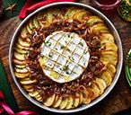 French Onion Baked Camembert | Christmas Recipes | Tesco Real Food Festive Dinner Party, Baked Camembert, Festive Dinner, Crispy Potatoes, Sliced Potatoes, French Onion, Christmas Recipes, Real Food