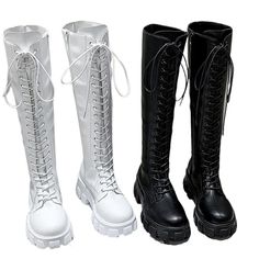 Gothic Punk Platform Boots, High Chunky Platform Boots, Riding Boots, Long Boots, Zipper Boots. PU Leather Boots. Combat Boots, Biker Boots, Punk Boots, Gothic Boots. Black Women's Boots, Retro, Motorcycle.
Looking to make a fashion statement? Then you can't go wrong with these awesome chunky, gothic, punk, platform boots.

Chunky heels are no problem with these super soft comfortable boots you will feel like you are floating on air and they are surprisingly easy to walk in. Standing or walking Punk Platform Boots, High Platform Boots, Boots Biker, Knee High Platform Boots, Boots Long, Gothic Boots, Platform Boots Chunky, Boots Combat, Boots Zipper