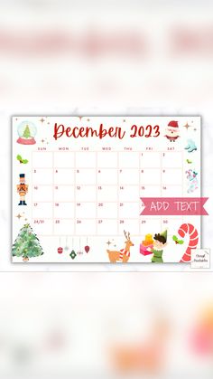 a calendar with christmas decorations on it