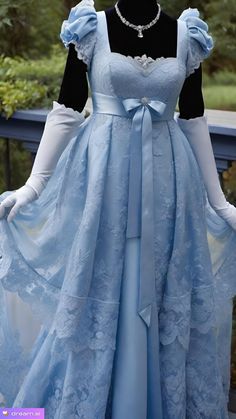 1820s Dress Ball Gowns, Dresses From Bridgeton, 18th Century Fashion Aesthetic, Bridgeton Style Dresses, Bridgerton Era Dresses, Blue Regency Gown, Dress Waist Styles, Blue Bridgerton Aesthetic, Regancy Dress