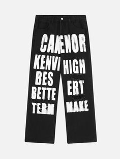 TALISHKO - Graffiti Letter Print Jeans Mens Baggy Jeans, Hip Hop Fashion 90s, 90s Fashion Grunge, Streetwear Jeans, Print Jeans, Baby Tees Y2k, Jeans Collection, Streetwear Aesthetic, Star Jeans