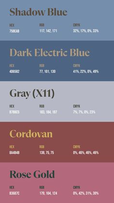 the color chart for different types of paint in various colors and sizes, including red, blue