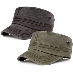 PRICES MAY VARY. Material: 100% Cotton. One Adjustable Size: 56-60cm(22-23.62inches), adjustable metal buckle back closure. Classic & fashion cadet military hat style, It will fit well with various casual outfits. Suitable for all occasions and weather, perfect for both men and women. A perfect hat for wearing when camping, hiking, riding or any outdoor activities, as well as the daily commute. Men's Cotton Military Caps Cadet Army Caps Adjustable Flat Top Cap 
 
 Product info:
 Material: 100% c Flat Cap Men Outfit, Camping Hat, Flat Cap Men, Army Cap, Military Cap, Vintage Flats, Men Baseball Cap, Military Hat, Navy And Khaki