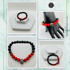 In stock. Going soon. Atlanta Falcons Mens Bracelet with Football Helmet & Natural Gemstone Beads - Gift for Him - Gifts for Dad only at $24.95.. 
#TurquoiseBracelet #GemstoneBeads #OnyxBracelet #CharmBracelet #CustomBracelet #AtlantaFalcons #HandmadeJewelry #BraceletsForWomen #MensBracelet #FootballMom Adjustable Black Jewelry For Sports, Black Sports Jewelry With Round Beads, Casual Red Jewelry With 8mm Beads, Casual Adjustable Jewelry With Polished Beads, For Him Gifts, Him Gifts, Football Helmet, Onyx Bracelet, Bead Bracelets