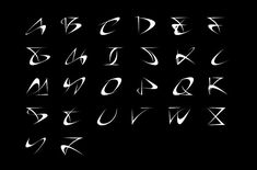 the letters and numbers are drawn in white ink on a black background, including one letter