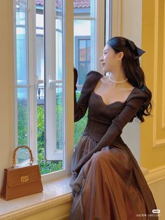 Elegant Dresses Classy, Korean Fashion Dress, Fairytale Dress, Trending Fashion, Modest Fashion Outfits, Kpop Fashion Outfits, Fashion Design Clothes, Dress Ideas, Looks Vintage