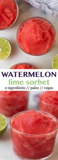 watermelon lime sorbet with two ingredients