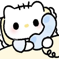 an image of a cartoon hello kitty holding something in its paws with the word hello kitty written on it