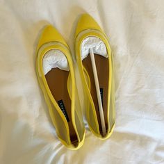 Margaux Ny Mesh The Point Perfect Yellow Ballet Flat Designed With A Delicate Toe That Tapers Just Enough To Create A Sleek Silhouette Without Pinching Or Scrunching, The Pointe "Refines Any Look" Per Marie Claire. A Structured, Supportive Flat That Molds With Wear Made In Spain Eu 38.5 Us 8.5 Comes With Shoe Bag Yellow Flats With Removable Insole, Yellow Pointed Toe Flats For Summer, Yellow Leather Flats With Almond Toe, Yellow Leather Almond Toe Flats, Yellow Ballet Flats, Flat Color, Ballet Flat, Loafers For Women, Marie Claire