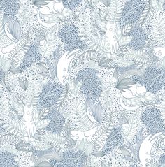 Purr-fectly precious, this print brings a whimsical touch to any bohemian space. Kittens stretch and nap amongst a garden of herbs and shrubbery, all inked in shades of blue and teal. Botanical Blue Gato Garden Novelty Peel and Stick Wallpaper comes on one roll that measures 20.5 inches wide by 18 feet long. NuWallpaper 30.75-sq ft Blue Vinyl Novelty Self-adhesive Peel and Stick Wallpaper | NUS4540 Pink Shelves, Sky Day, Wallpaper For Sale, Spanish Tile, Contemporary Wallpaper, Blue Vinyl, Peel Stick Wallpaper, Yellow Accents, Cat Nap