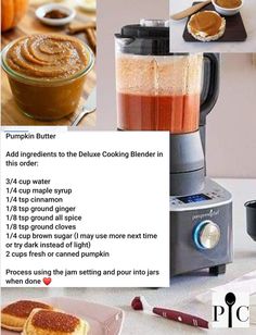 the instructions for how to make pumpkin butter in a blender and what they use