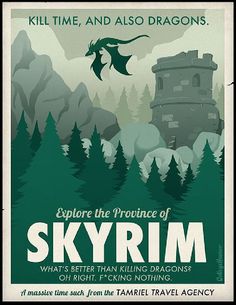 a poster with an image of a castle in the background that says, explore the province of skyrim