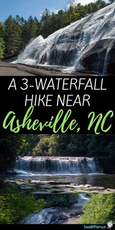 three waterfalls with the words, a 3 - waterfall hike near castleville, nc