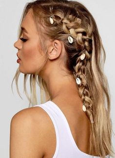 Oooh Soo Cute! Play up your hairstyle with a pop of these Shell Hair Rings. Easy to apply. Hair Earrings, Beach Wedding Hair, Bohemian Hairstyles, Festival Hair, Hair Rings, Boho Hairstyles, Grunge Hair, Trendy Hairstyles, Summer Hairstyles