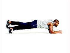 a man is doing push ups on his stomach with one hand and the other leg behind him