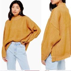 Nwt Topshop Oversized Mock Neck Sweater Rustic Mustard Yellow Nwot Retail$70 A Slouchy Pullover Is Knit With A Comfy High Neck And Perfectly Roomy Fit. Oversized Relaxed Slouchy Fit Mock Turtleneck Dropped Shoulders Long Sleeves Side Slits High-Low Hemline V0352 Oversized Soft Knit High Neck Sweater, Relaxed Fit High Neck Sweater For Fall, Fall High Neck Relaxed Fit Sweater, High Neck Relaxed Fit Sweater For Fall, Slouchy Ribbed Sweater For Fall, Casual High Neck Sweater For Fall, Oversized Soft Knit Turtleneck Top, Oversized Ribbed High Neck Sweater, Casual Chunky Knit Tops For Fall