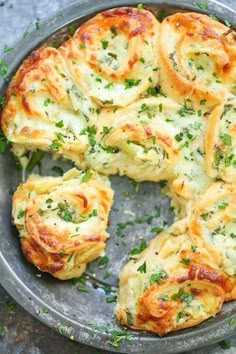 a close up of some food on a pan