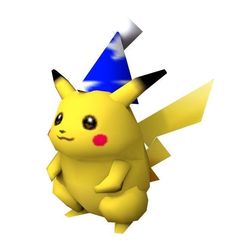 a very cute looking pikachu flying through the air