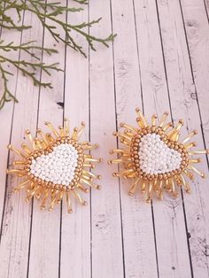 Sparkle heart earrings  White gold beaded earrings Shiny stud heart earrings Beaded earrings Fashion earrings Trendy earrings Gold Beaded Earrings, Gold Bead Earrings, Earrings White Gold, Floating Necklace, Earrings Trendy, Evil Eye Earrings, Earrings Beaded, Eye Earrings, Trendy Earrings