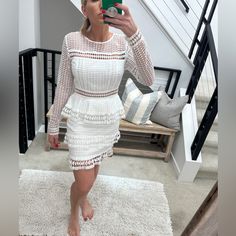 White Endless Rose Crochet Mini Dress Perfect For Summer, Formal Event Or Party Won’t Once For A Event Size S Measurements Ptp 17” Waist 26.5” Length From Armpit 25” Rose Crochet, Summer Formal, Crochet Mini Dress, Rose Dresses, Crochet Halter Tops, Rose Lace, Floral Lace Dress, Rose Dress, Mini Dresses Summer