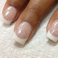 Beautiful glitter french polish <3. So simple yet so effective. Sparkle French Manicure, Wedding Nail Art Design, French Manicure Designs, Nail Art Wedding, Manicures Designs, Bridal Nails, French Tip Nails