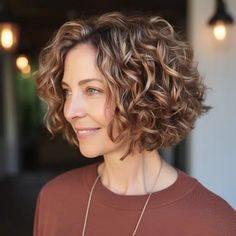 Curly A Line Bob Cute Medium Curly Haircuts, Natural Curly Hair Cuts, Curly Short, Wavy Haircuts, Hairstyles For Women Over 50, Short Curly Haircuts