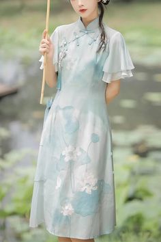 SKU: LIN02070 Fabric: Polyester, Cotton, Chiffon Style types: Sweet Hanfu Season: Spring, Summer, Autumn, Winter Include: Dress*1(Any of the accessory is not included.) Size(IN) Shoulder Width Sleeve Length Bust Waist Dress Length S 14.57 8.86 34.65 27.56 41.34 M 14.96 9.06 36.22 29.13 42.13 L 15.35 9.25 37.80 30.71 42.91 Size(CM) Shoulder Width Sleeve Length Bust Waist Dress Length S 37 22.5 88 70 105 M 38 23 92 74 107 L 39 23.5 96 78 109 Summer Wedding Knee-length Chiffon Dress, Vintage Chiffon Dress For Summer, Spring Bohemian Short Sleeve Chiffon Dress, Elegant Short Sleeve Chiffon Dress For Beach, Vintage Summer Chiffon Dress, Spring Bohemian Chiffon Dress For Weddings, Elegant Green Chiffon Summer Dress, Green Chiffon Dress For Summer Wedding, Green Chiffon Summer Wedding Dress