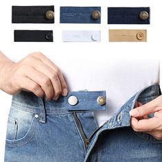 PRICES MAY VARY. 【HIGH-QUALITY FABRIC】: Unlike other waist extenders that quickly stretch out of shape, ours are made of strong denim cotton or good elastic that expands without ever weakening. 【ADJUSTABLE BUTTON】: Designed with 2 slots, No need to be sewn on. You can instantly expand your pants' waist between 0.5 inch and 2 inches, our extenders also come with two different button sizes to fit a wide variety of pants. 【COMFORT FIT】: No worrying about the waistband extenders showing through. Our Jag Jeans Woman, Shirt Extender, Button Extender, Sewing Jeans, Elastic Jeans, Button Pants, Sewing Crafts Tutorials, Trousers Pants, Jeans Button