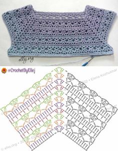 the crochet pattern is shown in two different colors