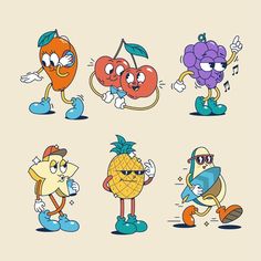 an image of cartoon fruits and vegetables with music notes on their ears, one is listening to the other