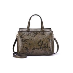 "This Mellow World Salome floral satchel is perfect for daily use with a vintage touch. This Mellow World Salome floral satchel is perfect for daily use with a vintage touch. Embossed floral design Removable crossbody strap Removable/adjustable crossbody strap Handle: 5.5'' drop Exterior: 1 zip pocket Interior: 2 slip pockets and 2 zip pockets Crossbody strap length: 18.5\" to 20\" Zipper closure 8.5\"H x 12.5\"W x 4\"D Gold-tone platingCONSTRUCTION & CARE Body: faux embossed leather Lining: polyester Spot clean Imported Size: One Size. Color: Green. Gender: female. Age Group: adult." Leather Top Handle Bag With Floral Print, Green Vintage Satchel With Double Handle, Vintage Green Satchel With Double Handle, Daily Use Floral Print Satchel Shoulder Bag, Vintage Green Double Handle Satchel, Daily Use Floral Print Shoulder Satchel, Floral Print Tote Satchel For Daily Use, Elegant Leather Shoulder Bag With Floral Print, Floral Print Satchel Shoulder Bag