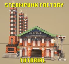 the steampunk factory is shown with text overlays that reads steampunk factory