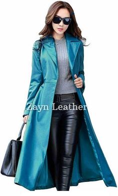 Ladies Stylish Genuine Lambskin Real Leather Long Coat Trench Coat Women Jacket Long Leather Coat, Women Jacket, Trench Coats Women, Coat Women, Lambskin Leather, Long Coat, Corsets, Smooth Leather, Stylish Women