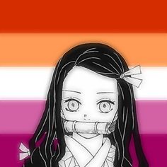 a drawing of a girl with dreadlocks and an orange, pink, purple, and red striped background