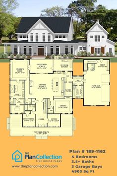 craftsman farmhouse plans,  Plan # 189-1162 Bonus Room Guest Room, Craftsman Farmhouse Plans, Craftsman Farmhouse, Courtyard Entry, Bathroom Farmhouse