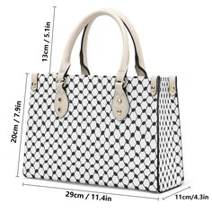 Introducing our keffiyeh pattern handbag, a perfect blend of cultural heritage and contemporary fashion. This handbag is designed for the modern woman who values style, functionality, and a touch of tradition. Key Features: Material: Made from high-quality PU, ensuring durability. Stylish Design: Features a smooth zipper and an all-over keffiyeh pattern, adding a unique and fashionable touch to your outfit. Spacious and Practical: Main compartment with two top handles for balance, providing ample space for your essentials. Convenient Pockets: Includes two side pockets for easy access to smaller items, keeping you organized on the go. Versatile Use: Ideal for office, travel, or as a thoughtful gift for someone special. This keffiyeh pattern handbag is more than just an accessory; it's a sta Rectangular Bag With Geometric Pattern For Daily Use, Rectangular Bags With Geometric Pattern For Daily Use, Rectangular Bags With Geometric Pattern, Black Bag With Geometric Pattern For Daily Use, Rectangular Shoulder Bag With Geometric Pattern For Travel, Black Bags With Geometric Pattern For Daily Use, Geometric Pattern Rectangular Shoulder Bag For Travel, Geometric Pattern Travel Bag Rectangular, Rectangular Satchel With Detachable Handle