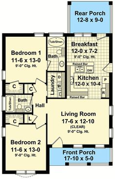 the floor plan for a small house with two bedroom and an attached kitchen area, along with