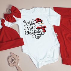 Personalized Baby Onesies & high-waisted Long Pants Set Celebrate Your Baby's First Christmas in Style Your baby's My First Christmas Outfit should be memorable, and our Baby Onesie & high-waisted long pants set is here to make it unforgettable. Personalized and designed for comfort, it's the must-have attire for your baby's first Christmas. Why choose our Personalized Baby Onesies & long pants for your baby's first Christmas? Personalized Perfection: Customize it with your baby's name, marking Christmas Baby Onesie, My First Christmas Outfit, First Christmas Outfit, My 1st Christmas, Personalized Baby Onesies, Christmas Bodysuit, My First Christmas, Organic Baby Clothes, Baby's First Christmas