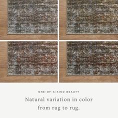 four different types of rugs with the words natural variation in color from rug to rug