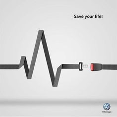 the volkswagen print ad features an image of a car's seat belt