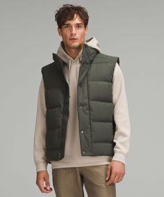 Peak Cold-Weather Comfort Has Arrived. Take Winter By Storm In This Wonderfully Warm Puffer Vest That Is Insulated With Plush Channels Of 600-Fill-Power Down. Designed For Casual. Classic Fit Falls Away From Your Body With Room For Layering. Zippered Exterior Pockets With A Hidden Phone Sleeve. Interior Pockets Hold The Essentials. | Wunder Puff 600-Down-Fill Vest Tech Canvas Puff Vest, Men's Coats & Jackets, Puffer Vest, Winter Casual, Men's Coats And Jackets, Casual Fits, Luxury Lifestyle, Short Tops, Mens Coats