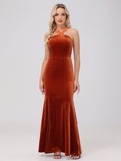 Burnt_Orange Bridesmaid Games, Rust Bridesmaid Dress, Velvet Bridesmaid, Champagne Bridesmaid Dresses, Velvet Bridesmaid Dresses, Burnt Orange Dress, Barbie Wedding, Dusty Rose Dress, Burgundy Bridesmaid Dresses