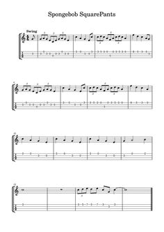 Spongebob SquarePants Theme Song - Easy Ukulele Fingerpicking Tab Ukulele Songs Sheet Music, Spongebob Theme, Learn Guitar Songs, Learning Ukulele