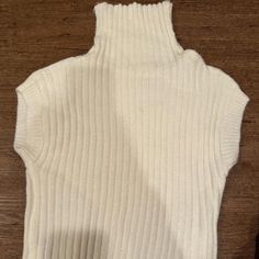 Shein White Turtleneck Sweater Size Large Never Worn White Ribbed Sweater Vest For Fall, White Ribbed Sweater Vest For Winter, Winter White Ribbed Sweater Vest, White Ribbed Knit Sweater Vest, White Stretch High Neck Sweater, Fitted Casual Winter White Top, White High Neck Sweater For Spring, Trendy White High Neck Sweater, Trendy White Winter Sweater Vest