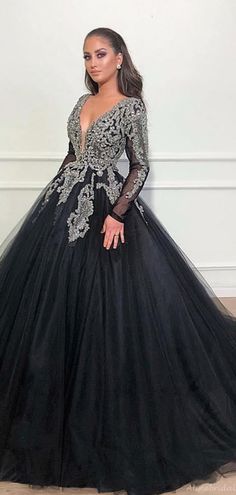 Affordable Evening Dresses, Long Sleeve Ball Gowns, Black Ball Gown, Custom Prom Dress, Long Sleeve Prom, Wedding Robe, Black Prom Dress, Sequin Prom Dresses, Prom Dresses Vintage