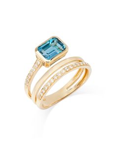 Bloomingdale's London Blue Topaz & Diamond Wrap Ring in 14K Yellow Gold Topaz Ring Designs, Yellow Topaz Ring, Diamond Wrap Ring, Sky Blue Topaz Ring, Swiss Blue Topaz Ring, Statement Rings Diamond, London Blue Topaz Ring, Wrap Ring, Yellow Gold Jewelry