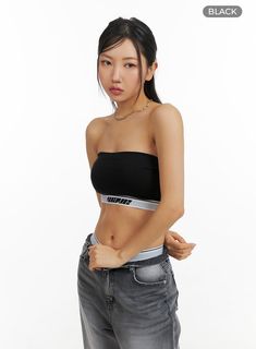 contrasting-banding-tube-top-cm411 / Black Urban Slogan Tops For Summer, Urban Style Slogan Tops For Summer, Edgy Summer Crop Top With Letter Print, Edgy Letter Print Crop Top For Summer, Black Letter Print Crop Top For Summer, Edgy Bandeau Crop Top For Summer, Sporty Bandeau Tube Top For Summer, Trendy Cotton Tube Top For Night Out, Casual Cotton Tube Top For Night Out