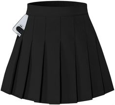 PRICES MAY VARY. Material: 95% Polyester 5% Spandex Soft and drape well fabric makes beautiful hems and pleated details Side hidden zipper with back elastic closure Safety Shorts Attached Pleated design lovely A-line skirt for all girls Cheap School Uniform Style Tennis Skirt For Summer, Cheap Short School Uniform Bottoms, Cheap Brown Skirt For School, Cheap Pleated Mini Skirt For Night Out, Cheap Black Tops For Cheerleading, Gothic Teens Skirts, Cheap White Pleated Skirt For School, Black Mini Skirt Size 16, Cheap Mini Length Bottoms For School