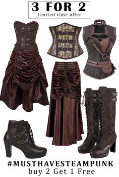 #MustHaveSteampunk Corset-Dress-Skirt-Boots ! 3 FOR 2 Offer  corsetdeal.com/steampunk.html corsetdeal.co.uk/steampunk.html Renfaire Outfit Steampunk, Steampunk Witch, Punk Halloween, Steampunk Stuff, Skirt Boots, Hemlock Grove, Ren Fest, Corset Outfit